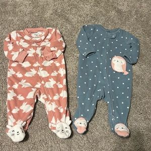Baby girl Carter’s fleece zip up pajamas
